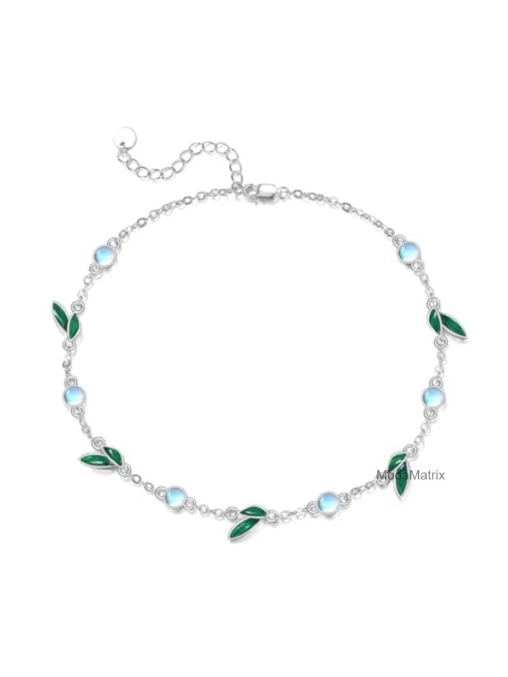 925 Sterling Silver Moonstone Anklet Flower Ankle Bracelet Dainty Beach Jewelry